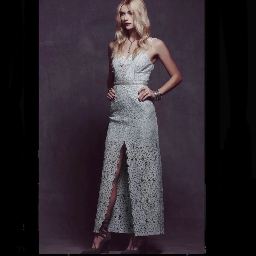 Free People Lace Maxi Dress in Light Blue